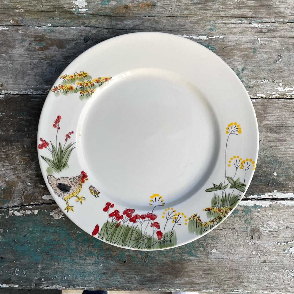Paula Deen southern rooster dinner plate farmhouse Hand painted stoneware